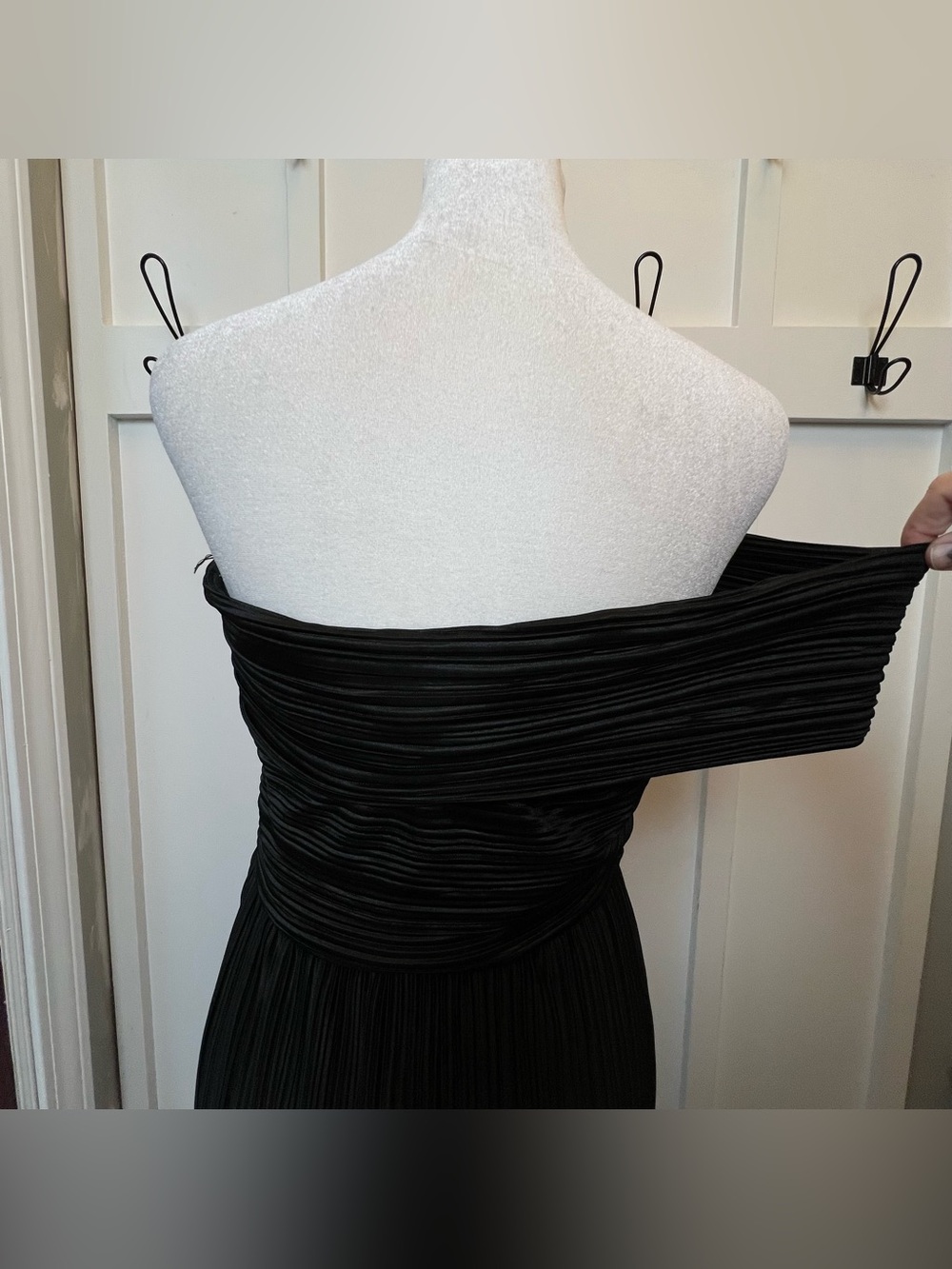 Lulus Women's Large Black One Shoulder Plisse Bubble Hem Maxi Dress Formal Guest - Picture 13 of 14